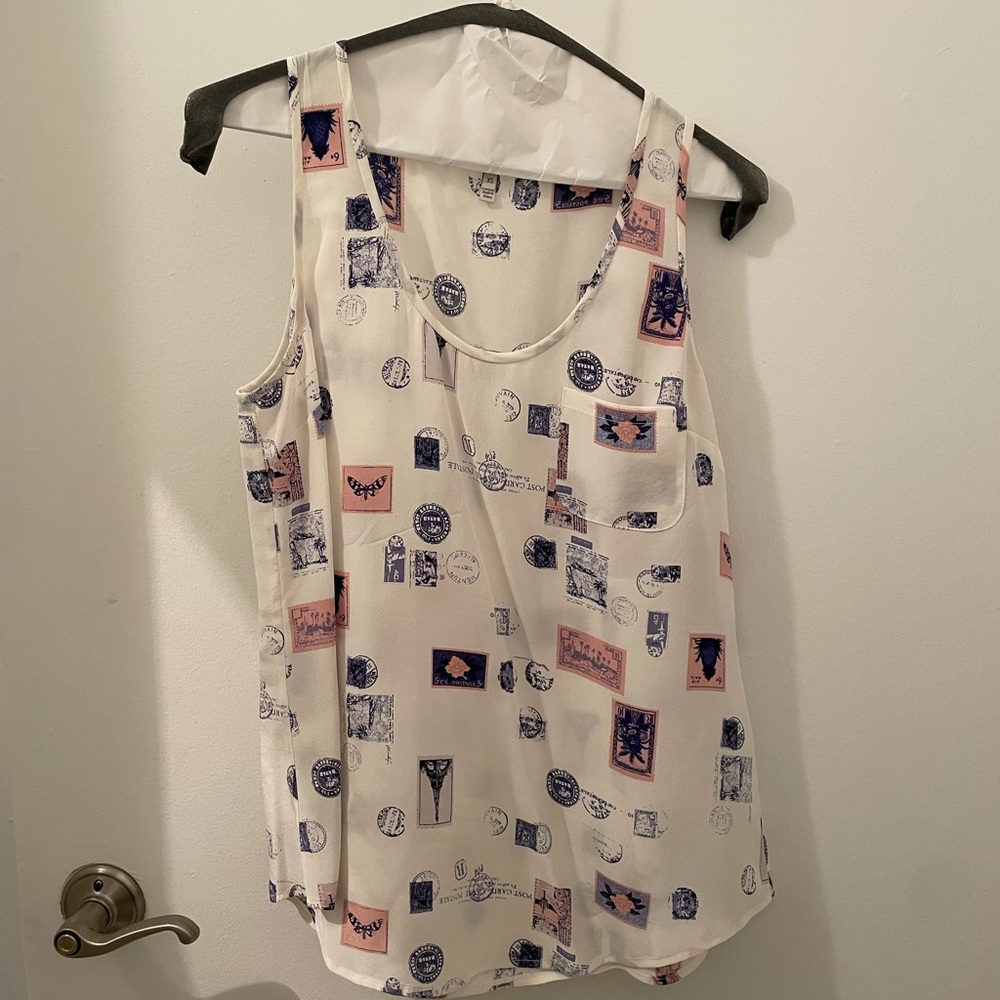 Joie-perfect condition silk tank top-white stamps